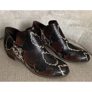 CROWN & IVY Women’s SNAKESKIN Bootie Boots ANKLE BOOTS Black Brown SIZE 6.5
